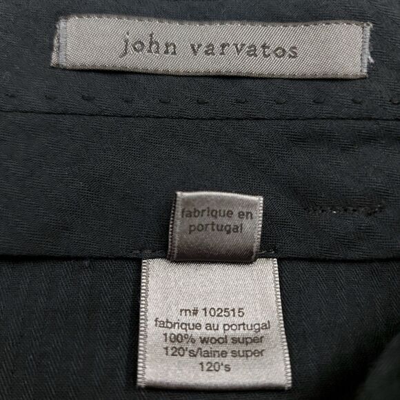 John Varvatos Pants Mens 34x30 Black Flat Front Straight Leg Wool Office Work - Picture 10 of 12